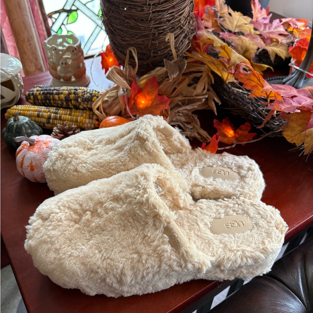 UGG Tan Fuzzy Slippers